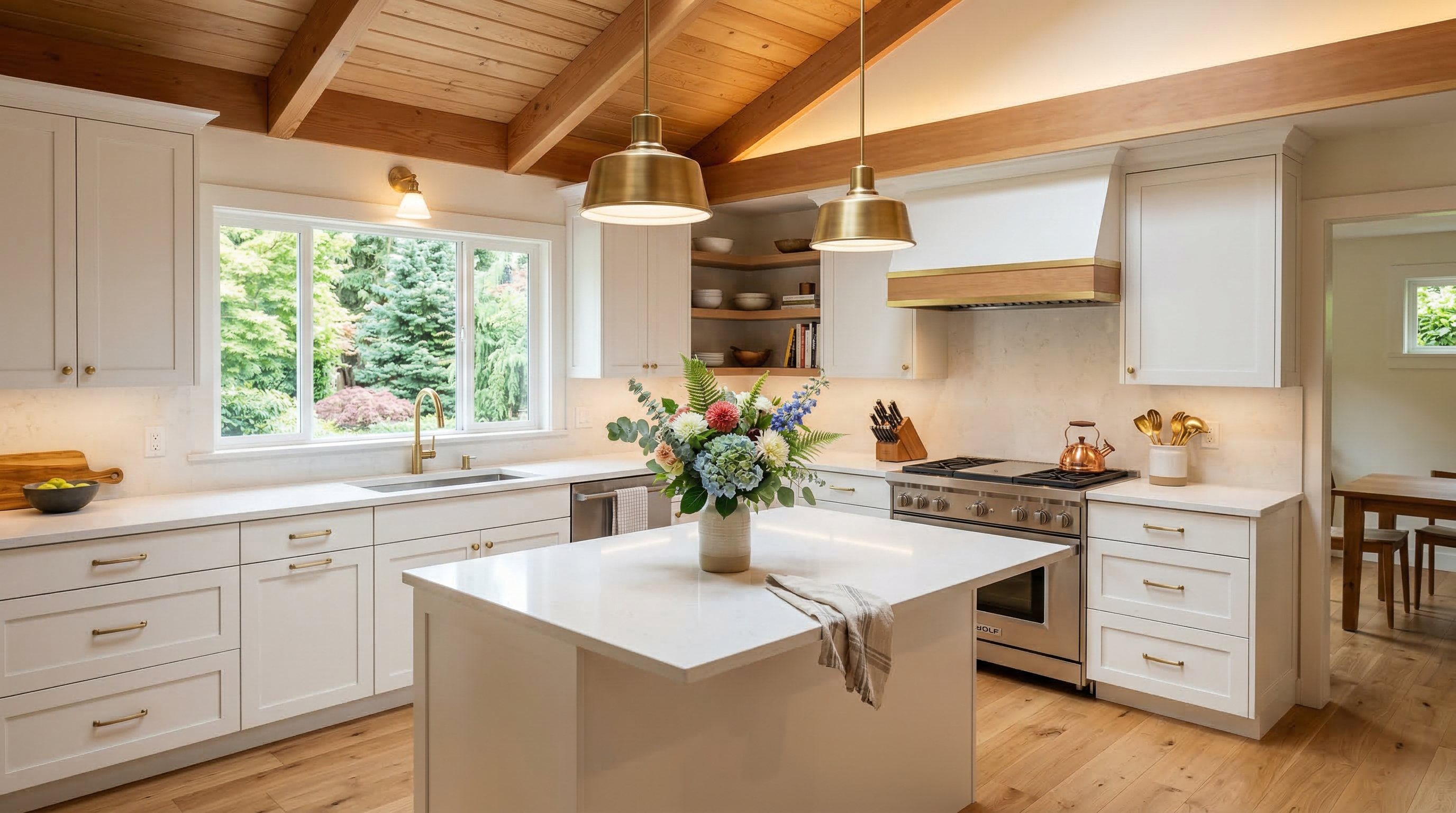 Light kitchen refresh with new fixtures and finishes in Eastside home